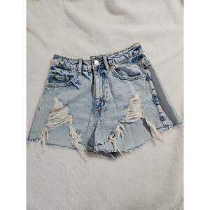 Garage Denim Shorts 00 Festival Cut Off Raw Hem Boho Hippie Western Rodeo New